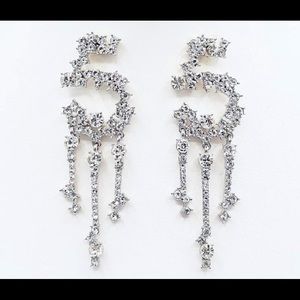 DESIGNER INSPIRED SILVER “5” RHINESTONE PIERCED EARRINGS